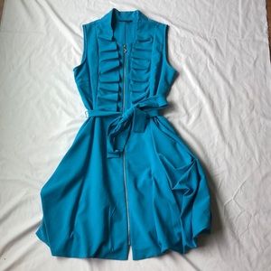 Light Blue dress w/ zipper, ruffles, & pleats!